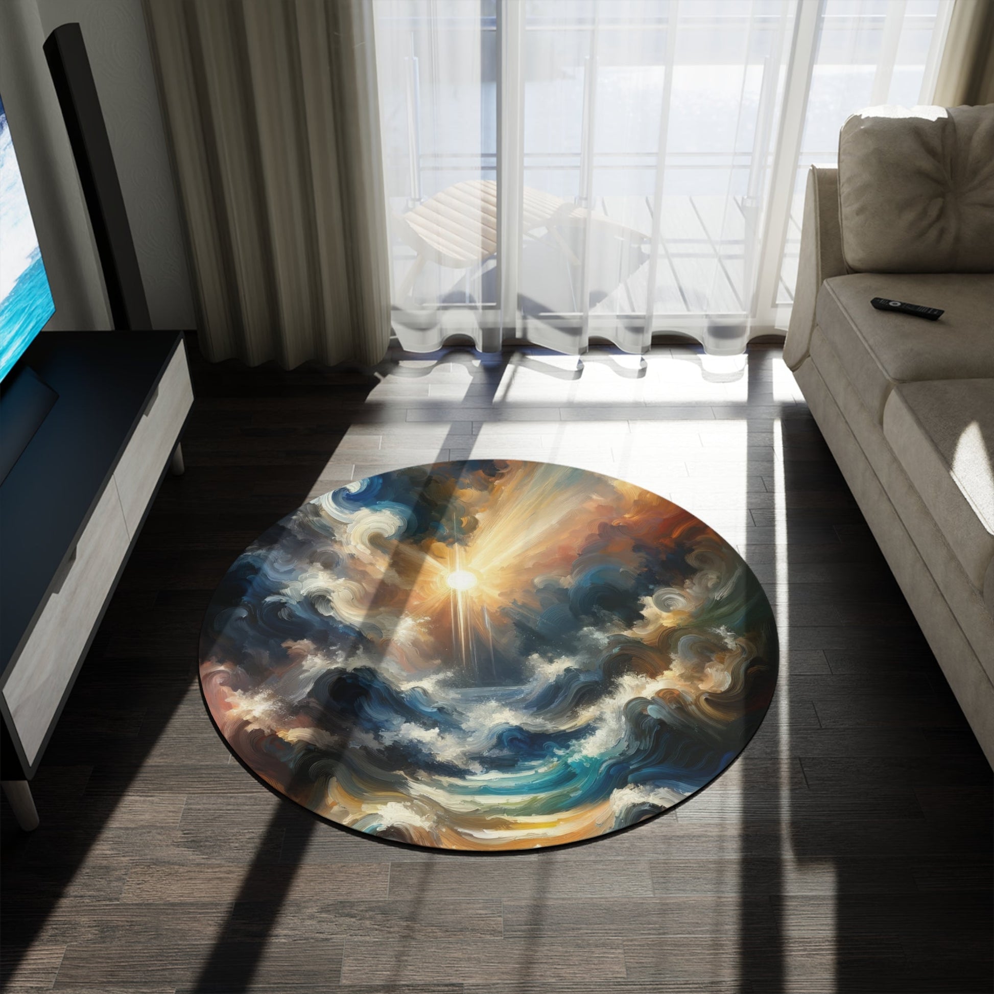 Tumultuous Sea Enlightenment Round Rug - ATUH.ART