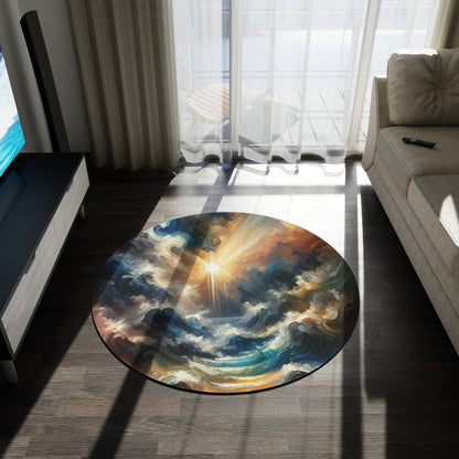 Tumultuous Sea Enlightenment Round Rug - ATUH.ART