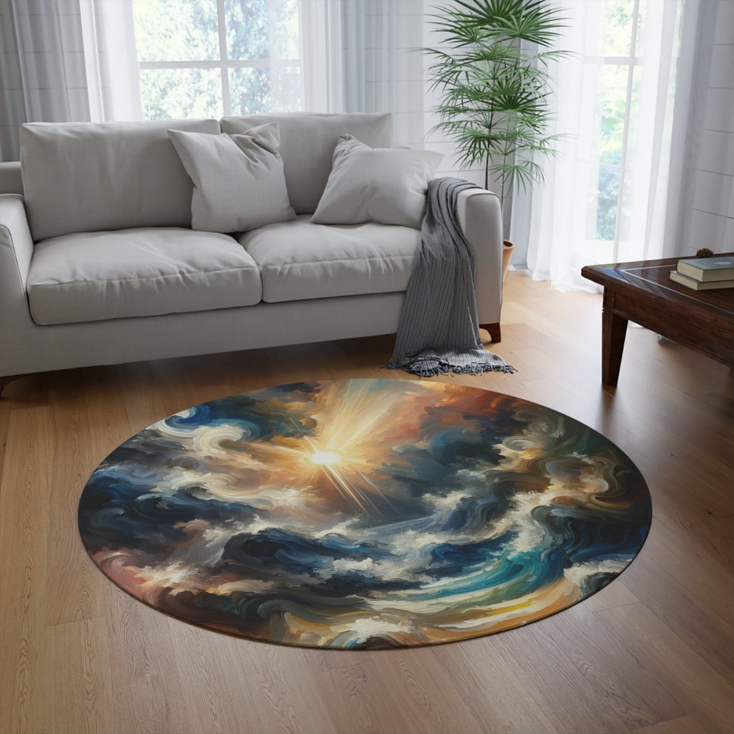 Tumultuous Sea Enlightenment Round Rug - ATUH.ART