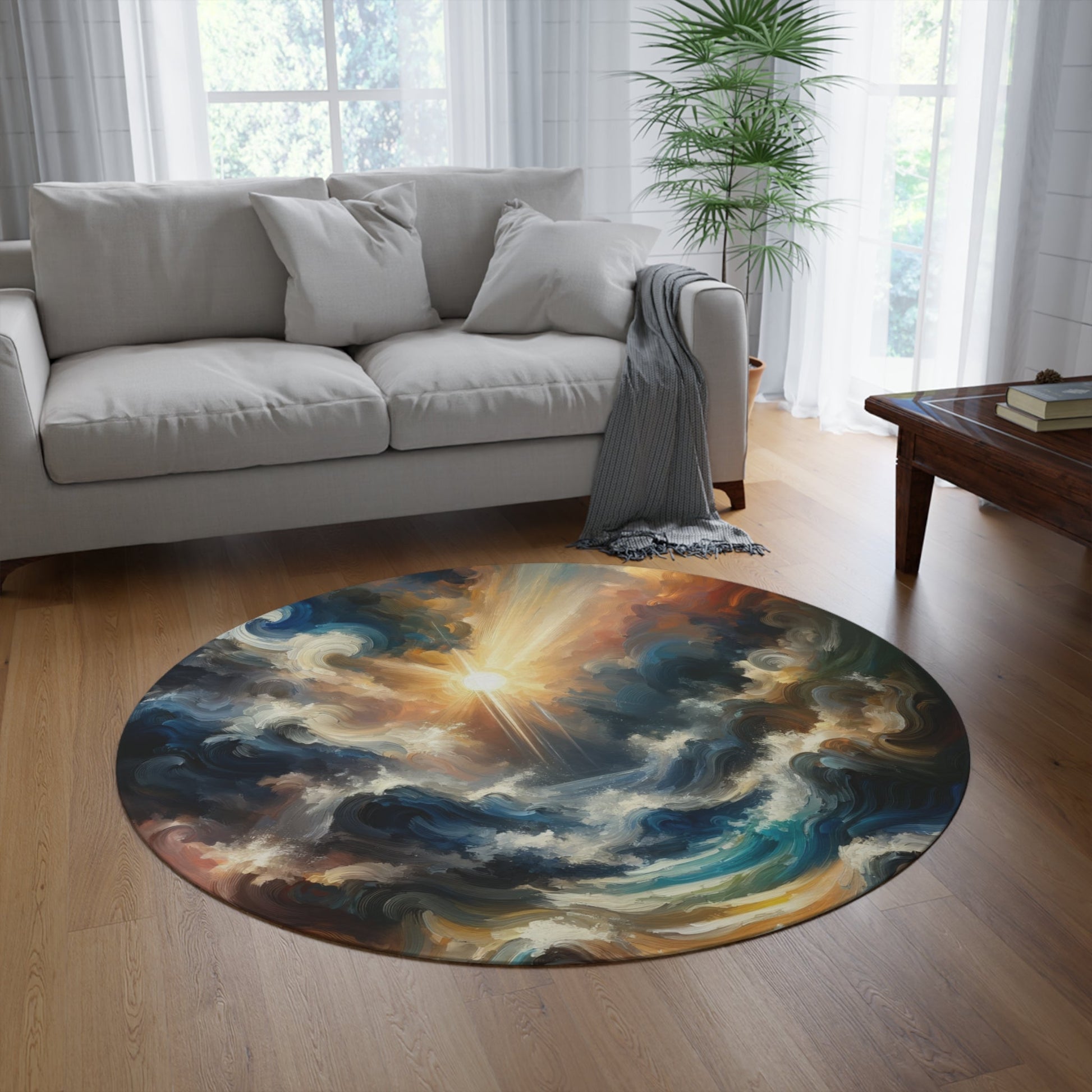 Tumultuous Sea Enlightenment Round Rug - ATUH.ART