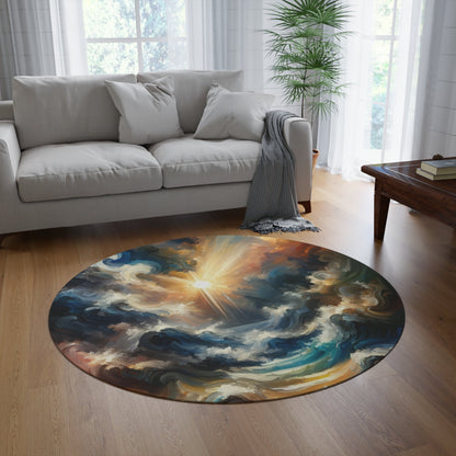 Tumultuous Sea Enlightenment Round Rug - ATUH.ART