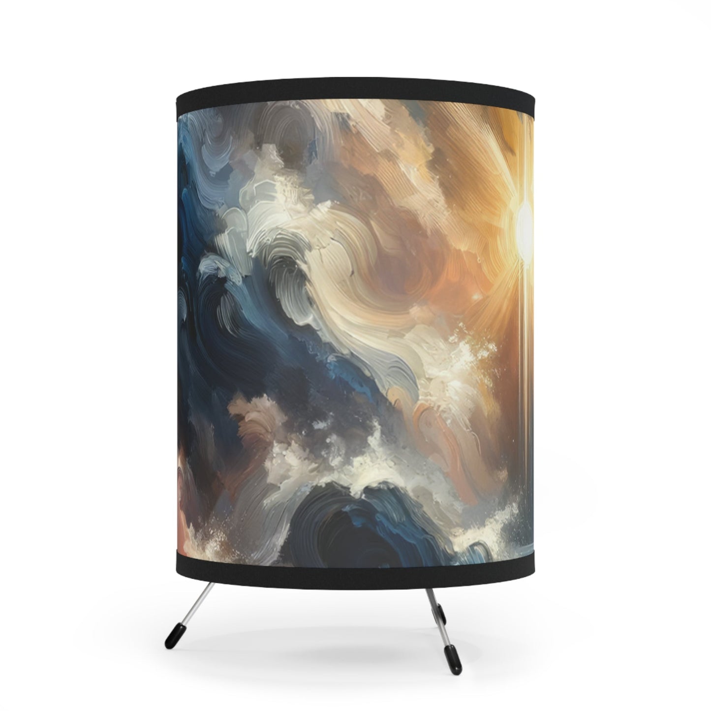 Tumultuous Sea Enlightenment Tripod Lamp with High-Res Printed Shade, US\CA plug - ATUH.ART