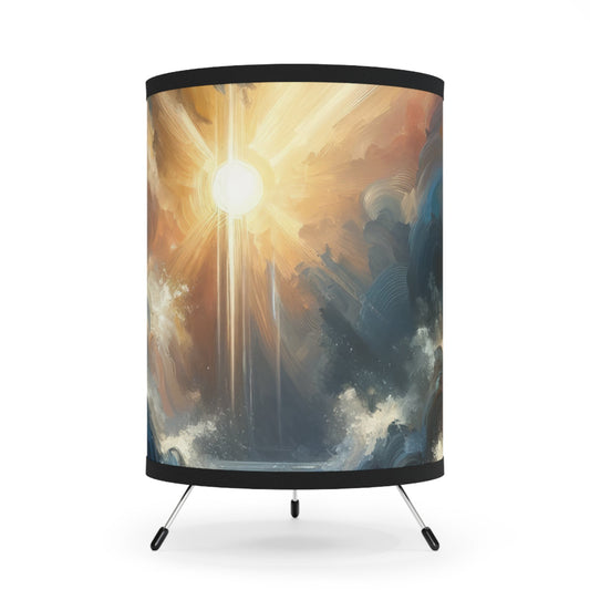 Tumultuous Sea Enlightenment Tripod Lamp with High-Res Printed Shade, US\CA plug - ATUH.ART