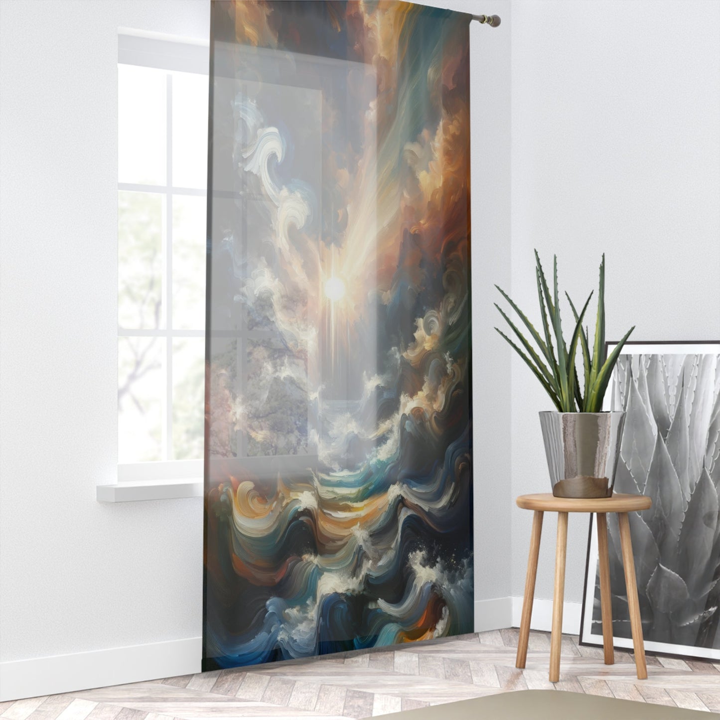 Tumultuous Sea Enlightenment Window Curtain - ATUH.ART