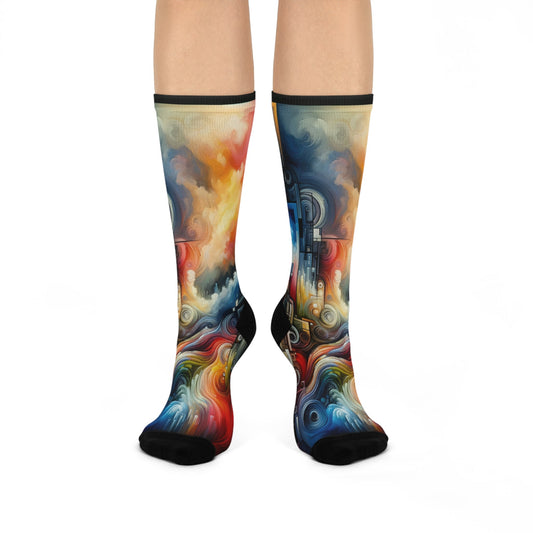 Tuning Essence Abstract Cushioned Crew Socks - ATUH.ART