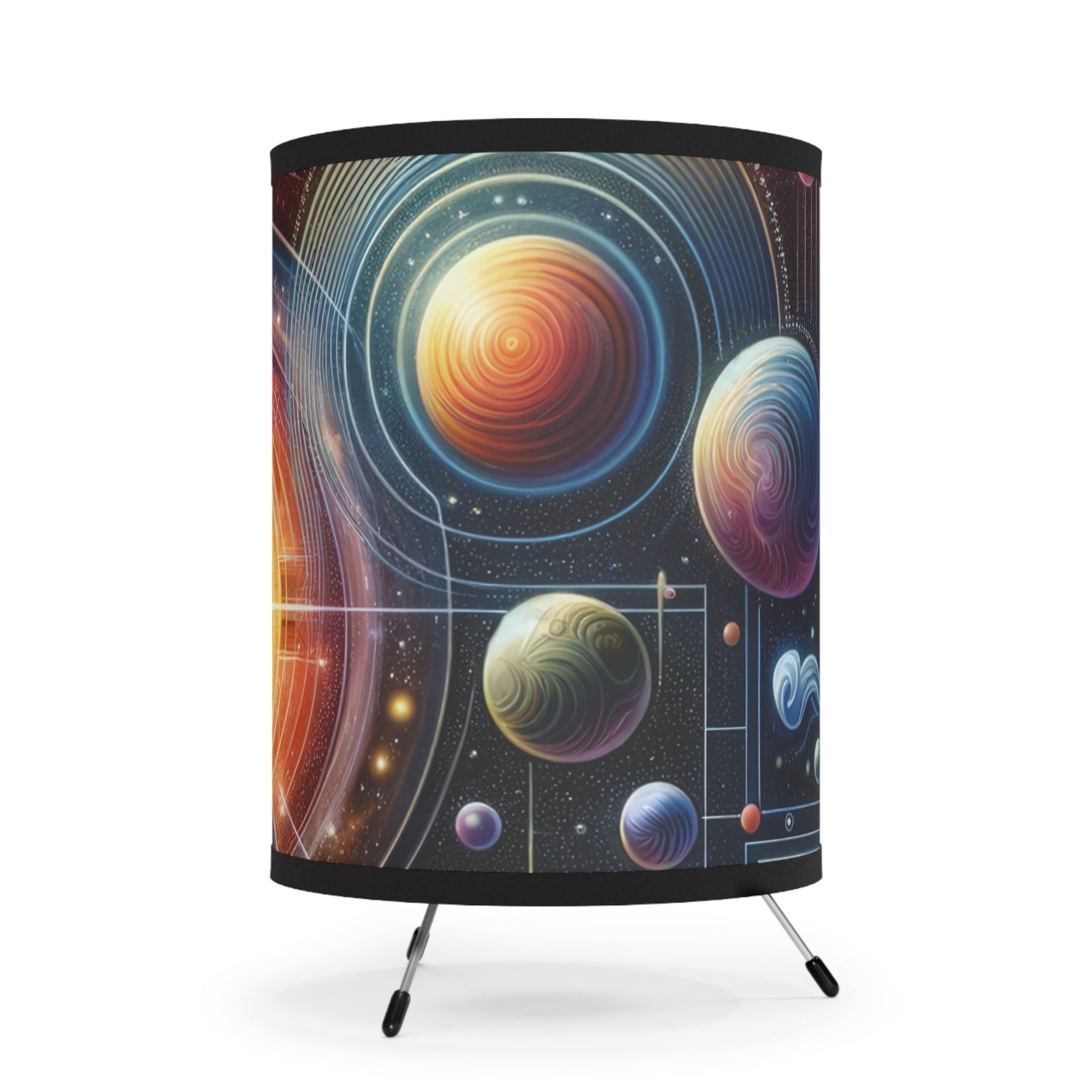 Unified Cosmic Alignment Tripod Lamp with High-Res Printed Shade, US\CA plug - ATUH.ART