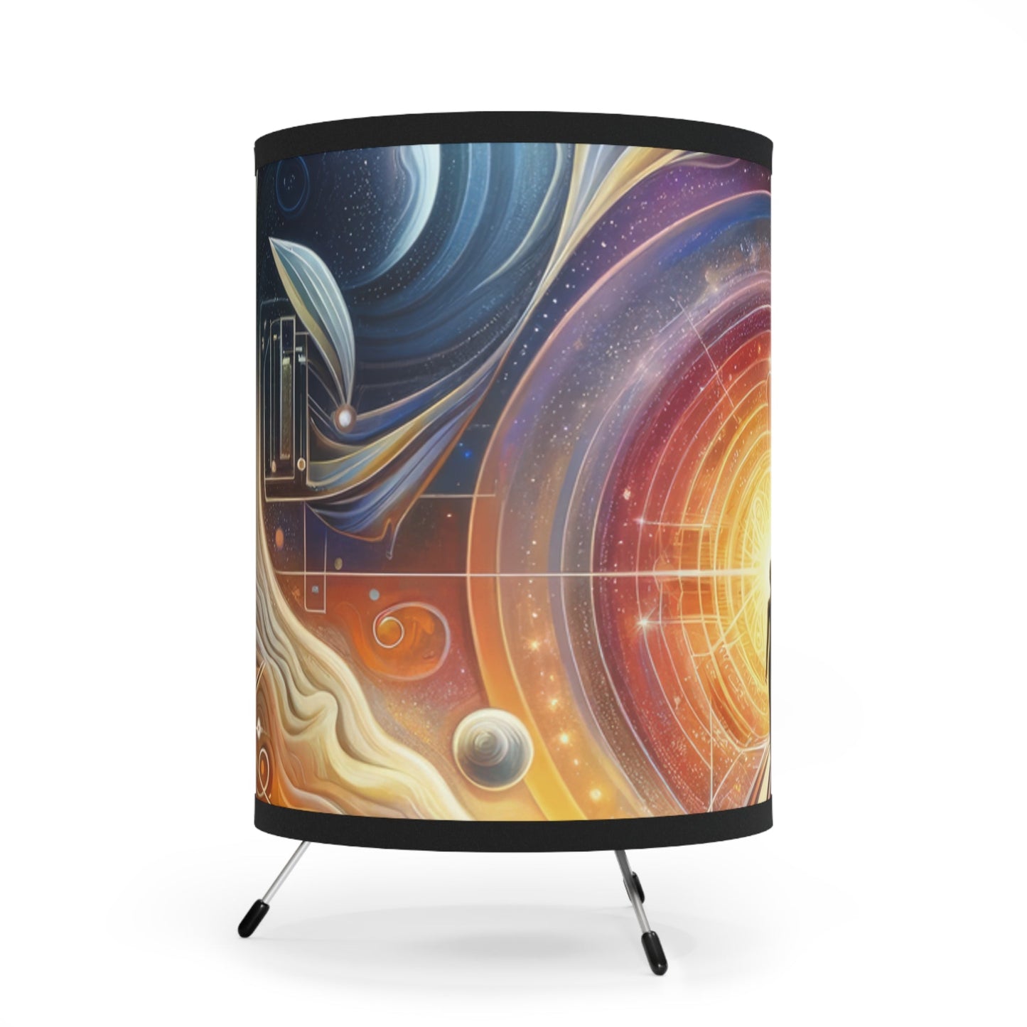 Unified Cosmic Alignment Tripod Lamp with High-Res Printed Shade, US\CA plug - ATUH.ART