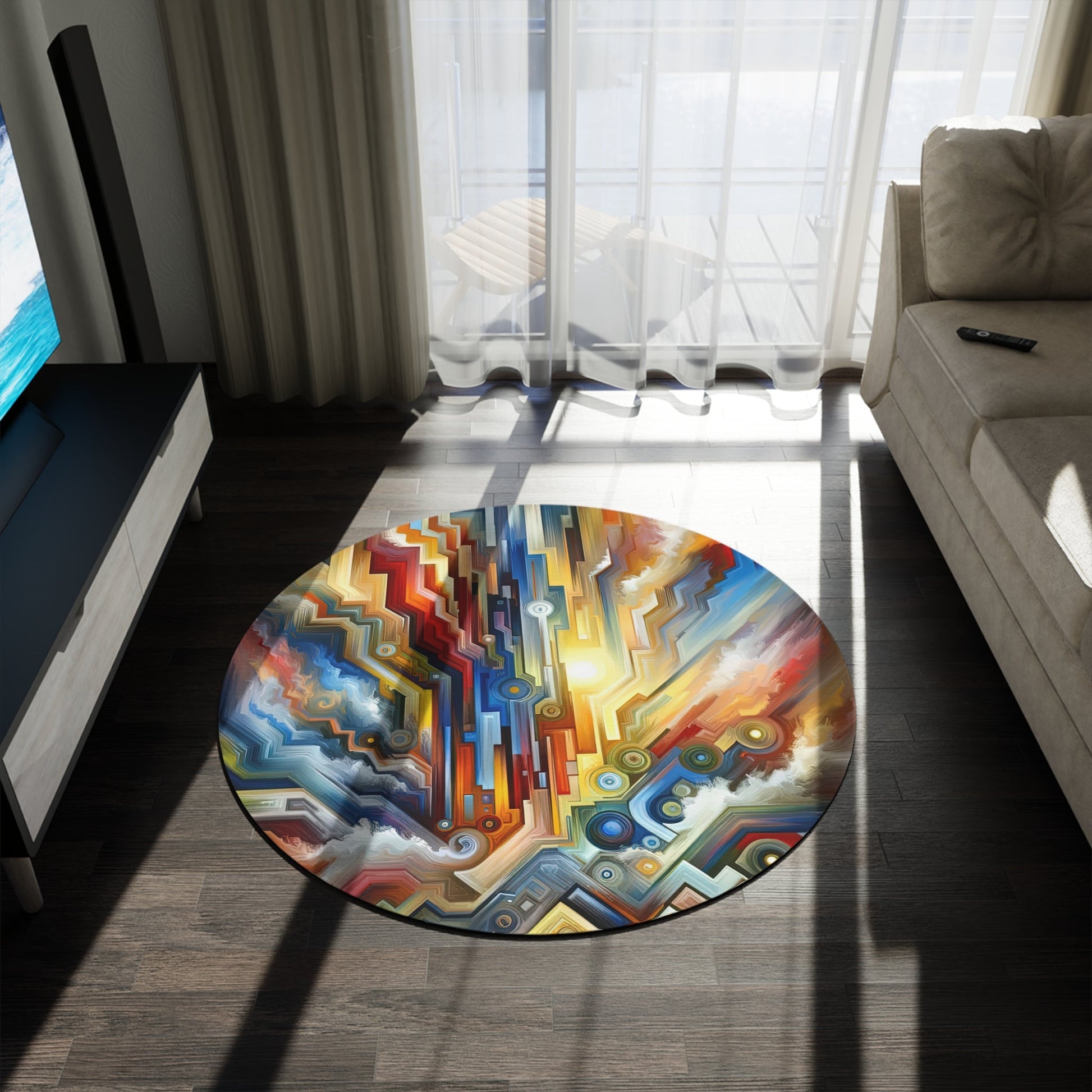 Unity Abstract Vibrancy Round Rug - ATUH.ART