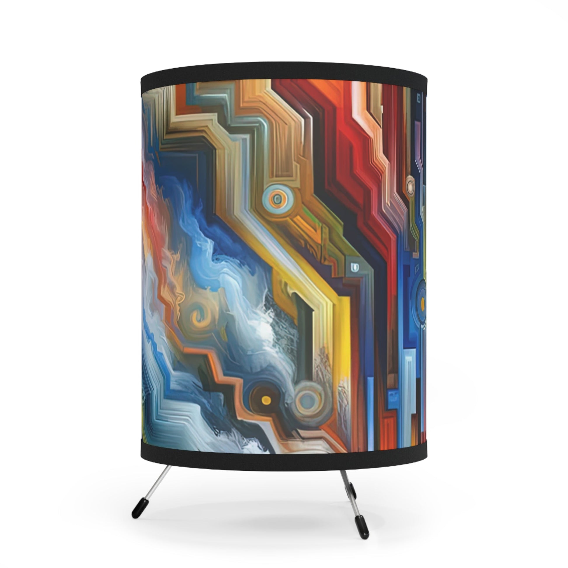 Unity Abstract Vibrancy Tripod Lamp with High-Res Printed Shade, US\CA plug - ATUH.ART
