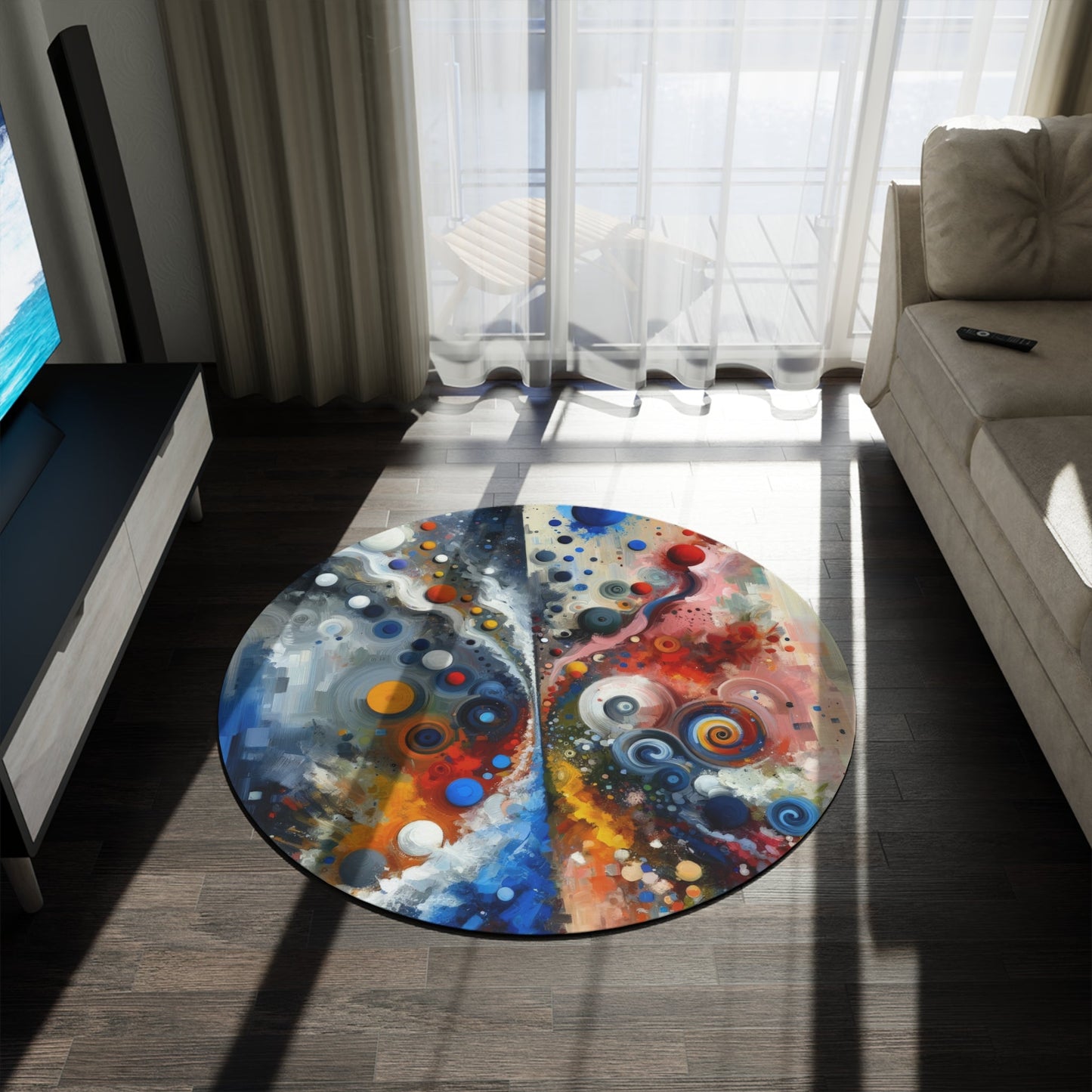 Unity Duality Abstraction Round Rug - ATUH.ART