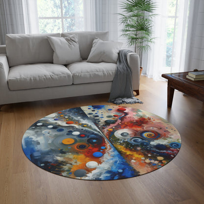 Unity Duality Abstraction Round Rug - ATUH.ART