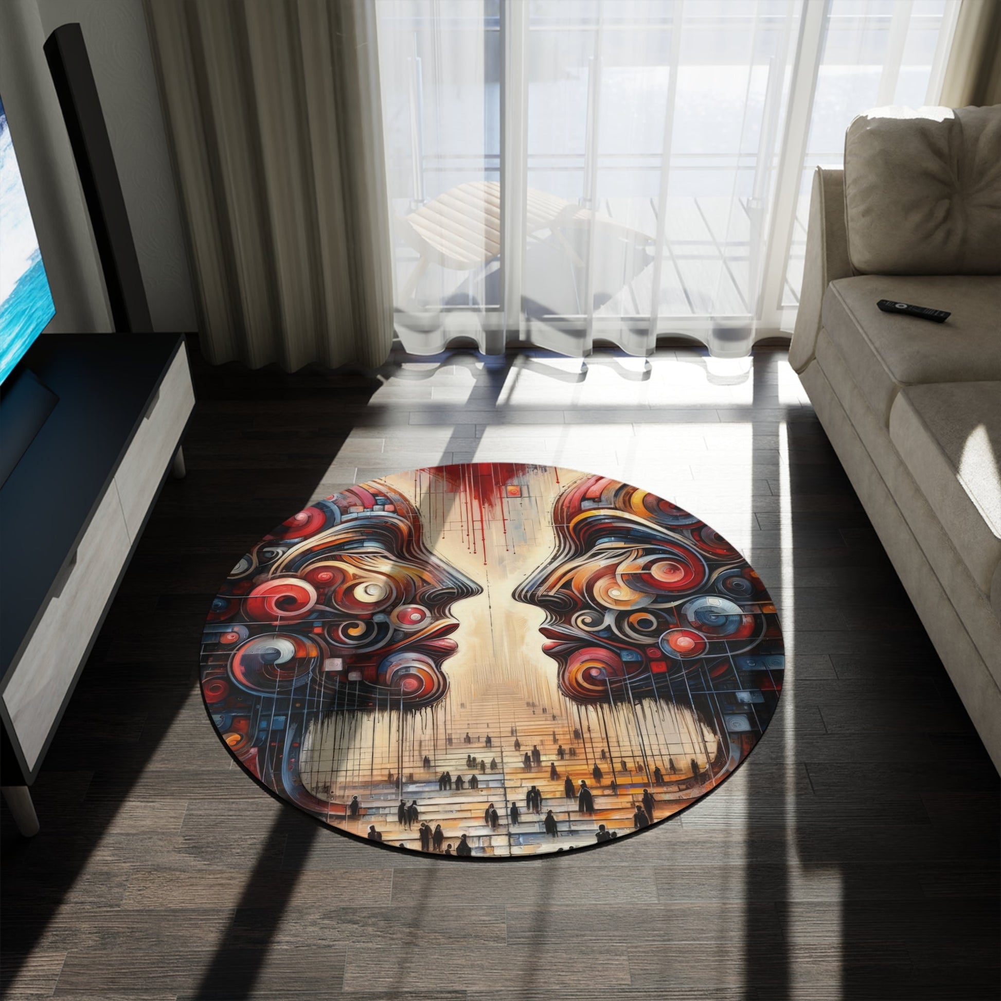 Unity Heartfelt Communication Round Rug - ATUH.ART