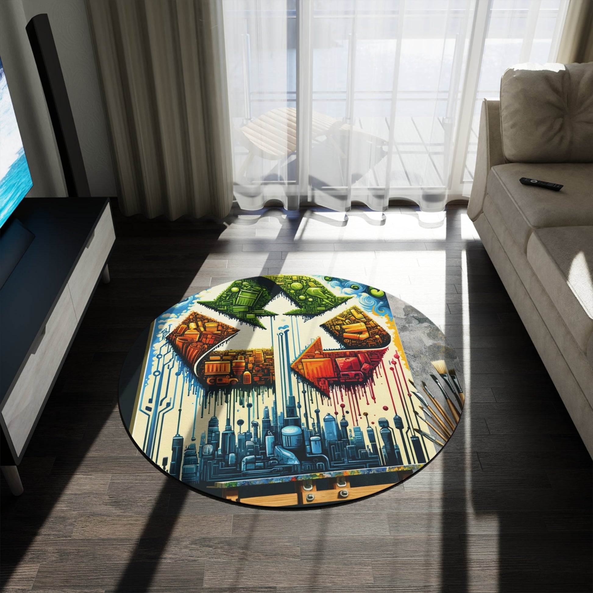 Upcycling Lifecycle Artistry Round Rug - ATUH.ART