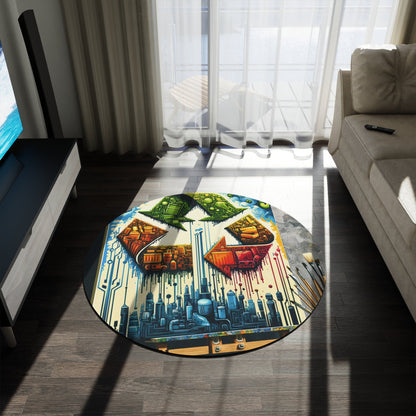 Upcycling Lifecycle Artistry Round Rug - ATUH.ART