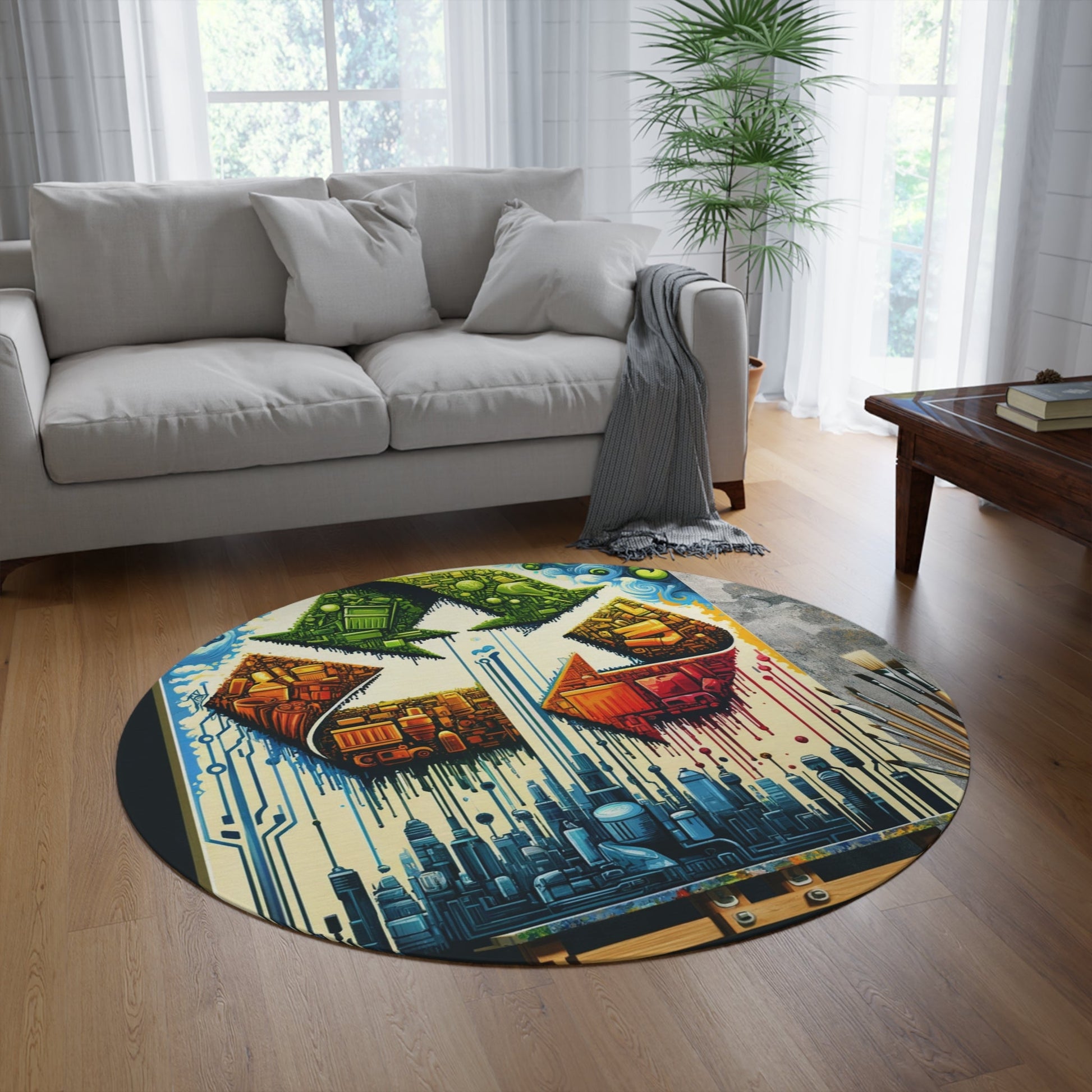 Upcycling Lifecycle Artistry Round Rug - ATUH.ART