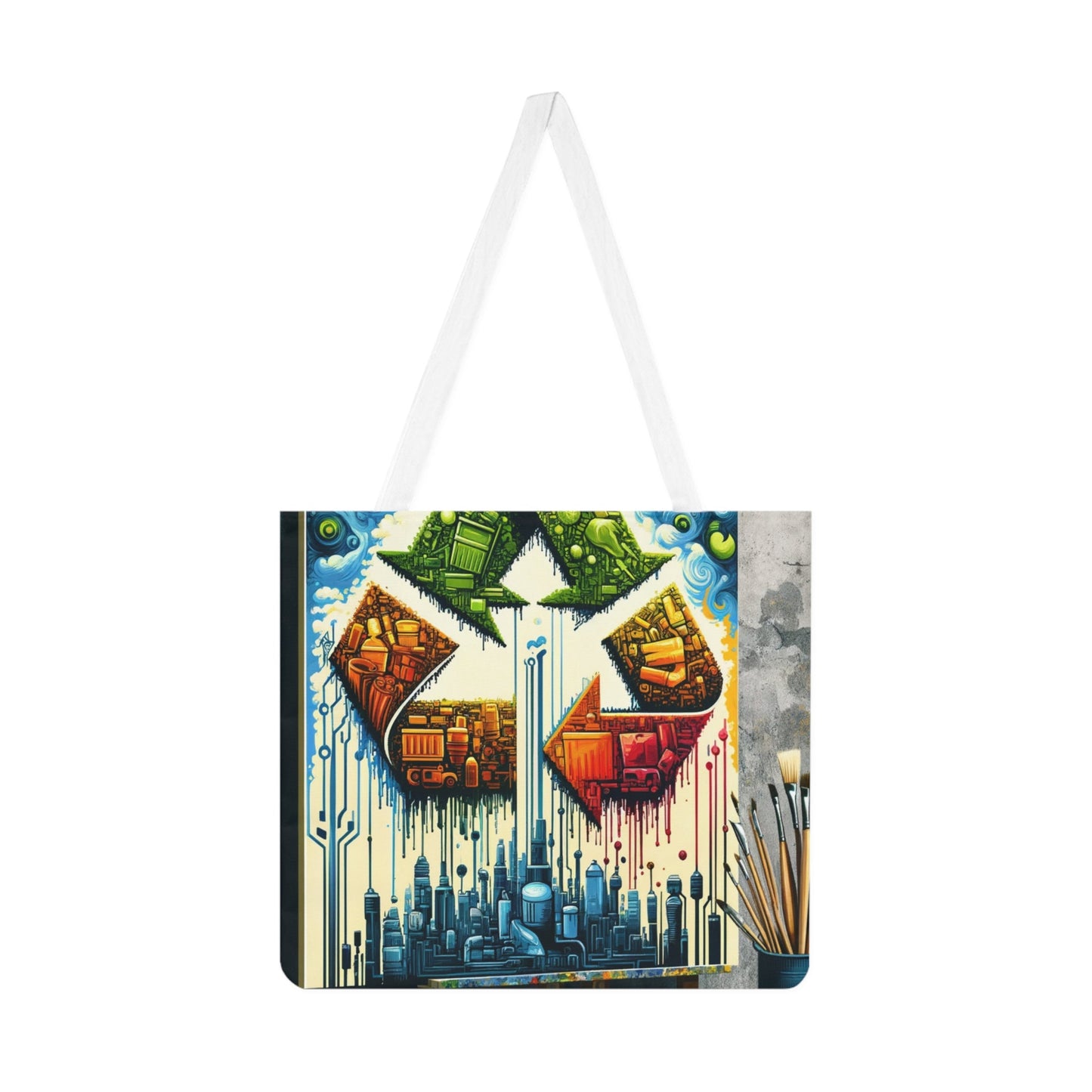 Upcycling Lifecycle Artistry Shoulder Tote Bag (AOP) - ATUH.ART