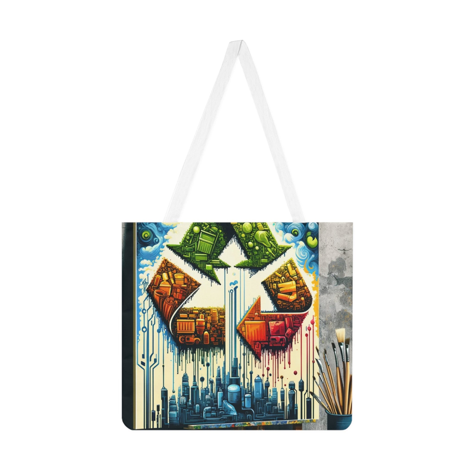 Upcycling Lifecycle Artistry Shoulder Tote Bag (AOP) - ATUH.ART