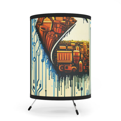 Upcycling Lifecycle Artistry Tripod Lamp with High-Res Printed Shade, US\CA plug - ATUH.ART