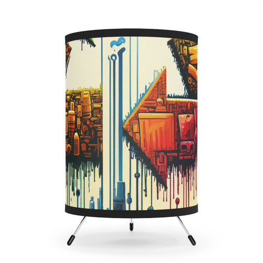 Upcycling Lifecycle Artistry Tripod Lamp with High-Res Printed Shade, US\CA plug - ATUH.ART