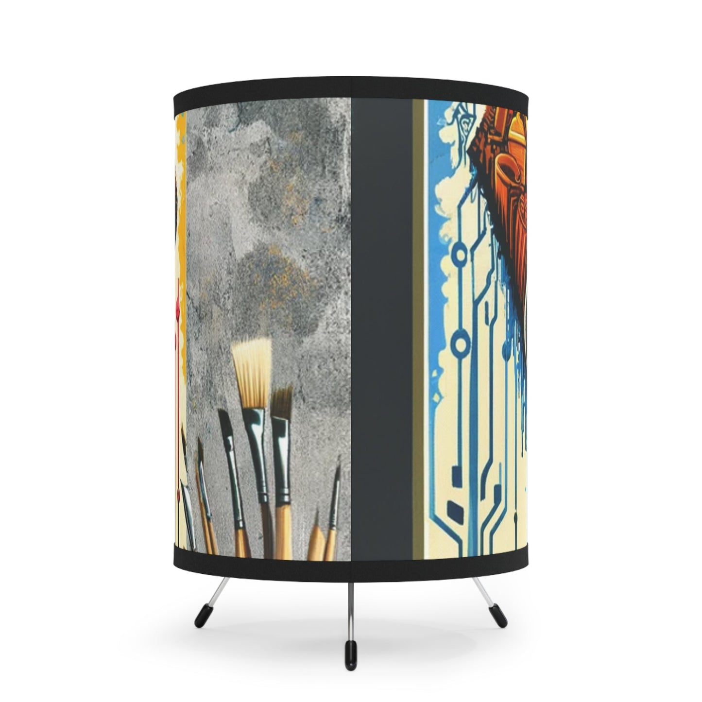 Upcycling Lifecycle Artistry Tripod Lamp with High-Res Printed Shade, US\CA plug - ATUH.ART
