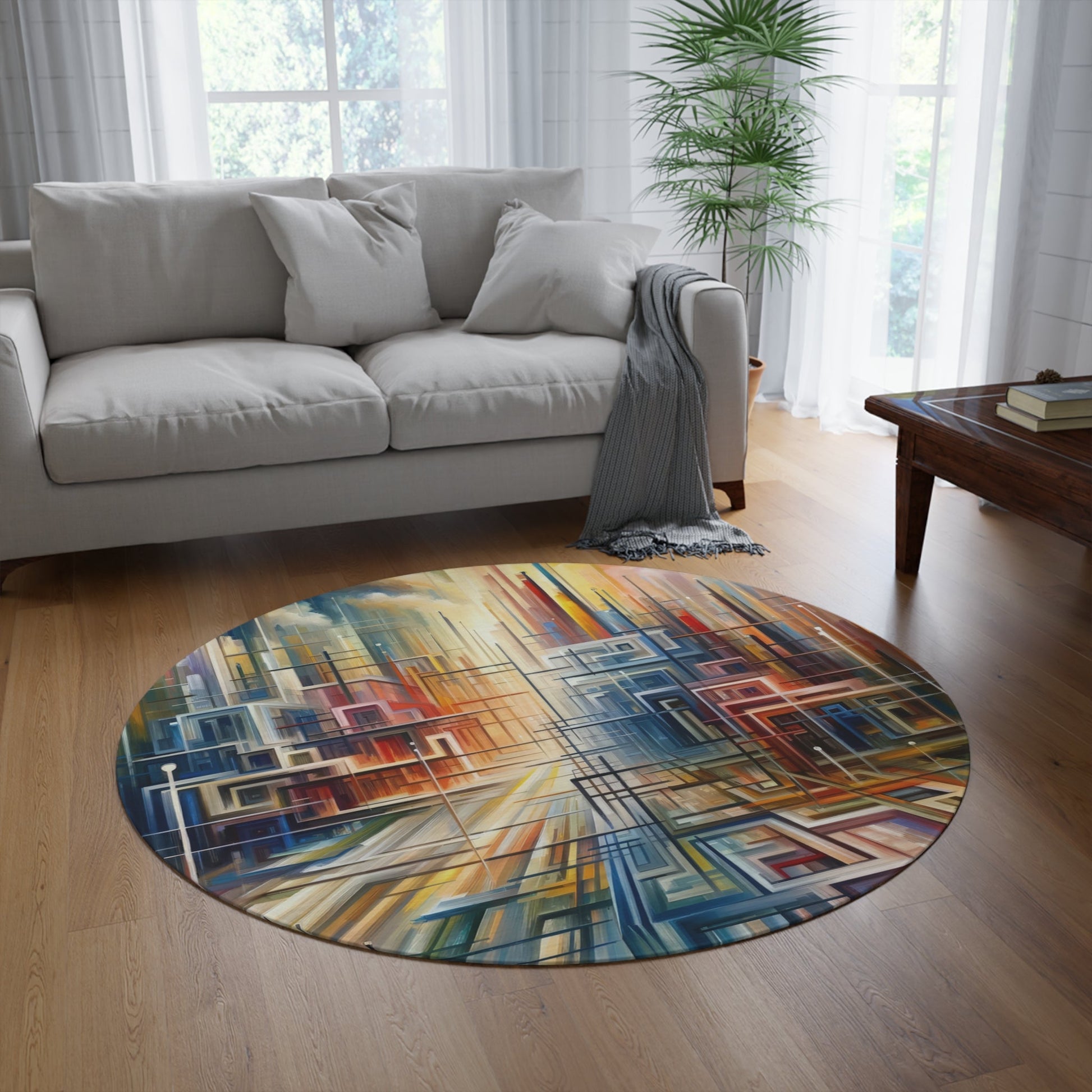 Urban Flow Interconnectedness Round Rug - ATUH.ART