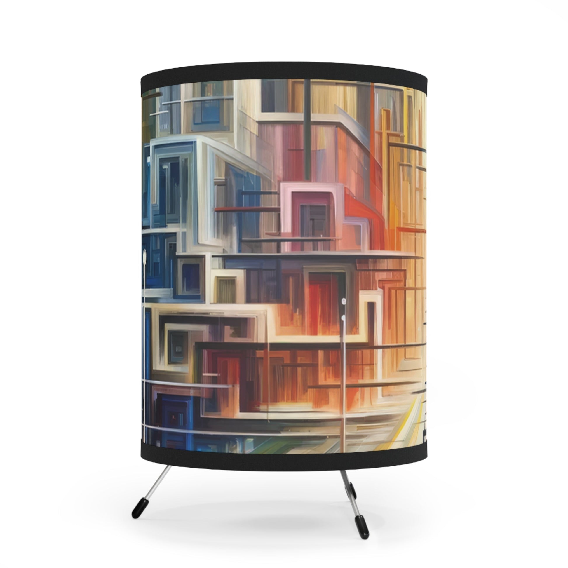 Urban Flow Interconnectedness Tripod Lamp with High-Res Printed Shade, US\CA plug - ATUH.ART
