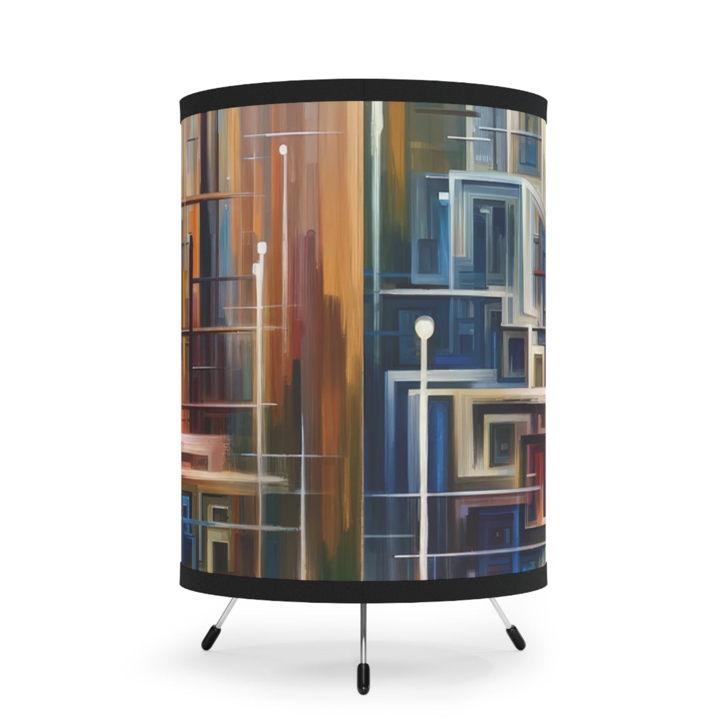 Urban Flow Interconnectedness Tripod Lamp with High-Res Printed Shade, US\CA plug - ATUH.ART