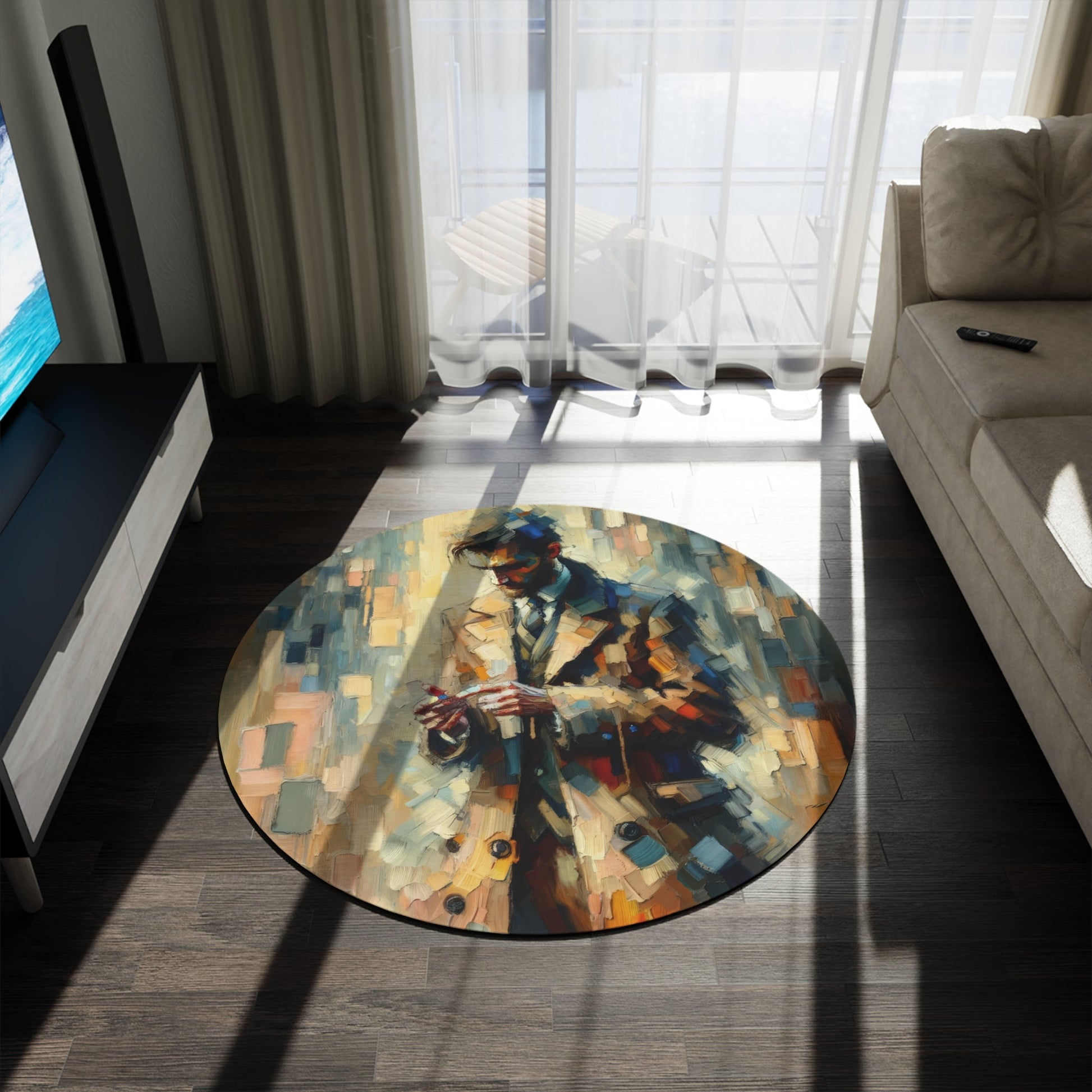 Urban Tachism Encounter Round Rug - ATUH.ART