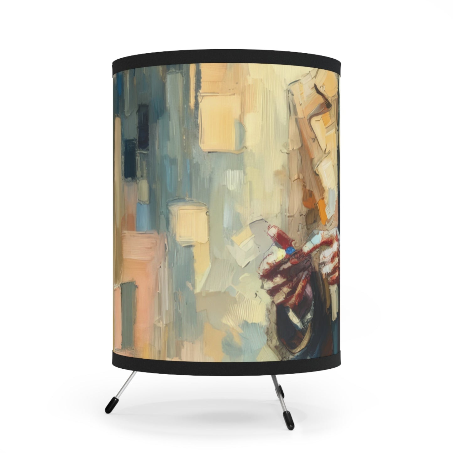 Urban Tachism Encounter Tripod Lamp with High-Res Printed Shade, US\CA plug - ATUH.ART