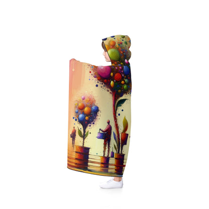 Vibrant Digital Arboriculture Hooded Blanket - ATUH.ART