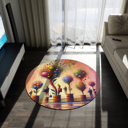 Vibrant Digital Arboriculture Round Rug - ATUH.ART