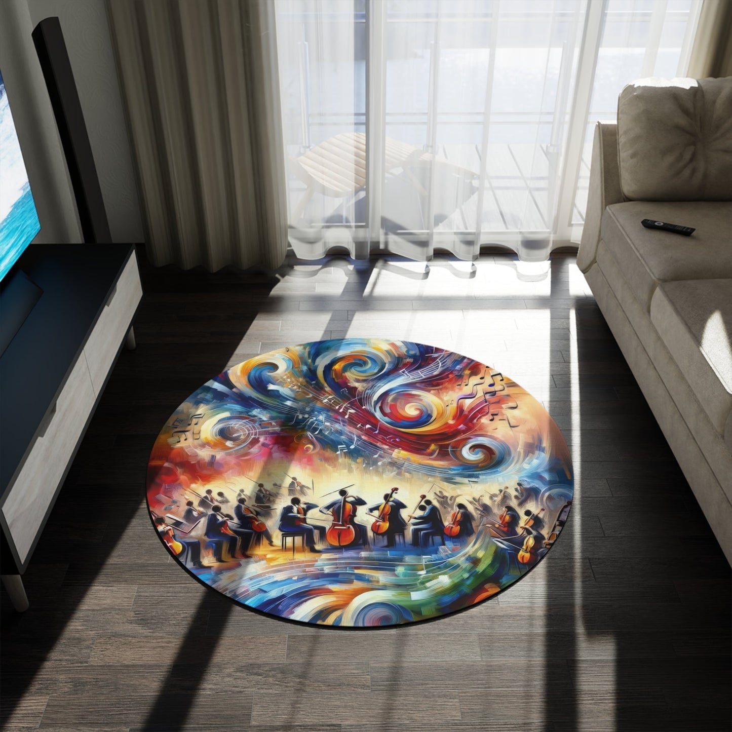 Vibrant Maestro Symphony Round Rug - ATUH.ART